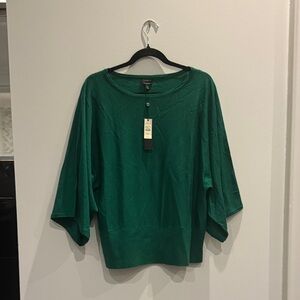 Talbots Kelly Green Sweater. Flattering cut and sleeve length.